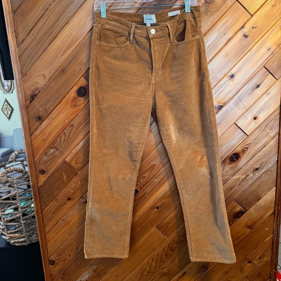 FRAME Le High Straight Corduroy Pants in Camel Size 31 - Picture 1 of 4